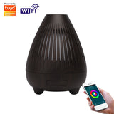 Tuya Smart Wifi Essential Oil Diffuser Wood Grain Wireless Air Humidifier Voice Control Alexa Google App For Room Bedroom Home
