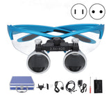 Lighted Head Magnifying Glasses Dull Polish Blue 2.5X Dentistry Magnifying for Dentistry Tattoo Nail Art Tool 100‑240V