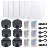 6 Sets 3D Night LED Light Lamp Bases Adjustable 16 Colors 4 Modes Acrylic Lamp Base For Restaurant Room (Square Style)