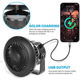 New Solar Camping Light Portable Rechargeable Camping Fan with LED Lamp Black Color Dropshipping
