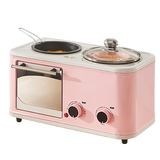 220V 3 In 1 Electric Breakfast Machine Household Bread Toaster Baking Oven FryIng Pan Hot Pot Boiler Food Steamer
