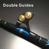 ORJD Sea Fishing Rods for Boat GS 80-130LBS Big Game Rod Leather Handle 6' 4+1 Roller Guide Cane Trolling Rod Fly Rods Crankbait