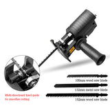 Reciprocating Saw Adapter Electric Drill Modified Tool Attachment with Ergonomic Handle 3 Saw Blades for Wood Metal Cutting
