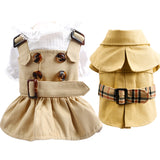 Khaiki Girl Boy Fashion Summer Spring Dog Clothes Trench Coat Dress Lover Pet Outfit Supplies Clothes For Cat Costumes Jacket