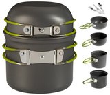Camping Cookware Kit Outdoor  Aluminum Cooking Set Foldable Spoon Fork Knife Cup Hiking Picnic BBQ Tableware Camping Equipment