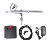 12V Mini NT-19 Dual-Action Airbrush Compressor Kit 0.3mm Airbrush Spray Gun for Nail Airbrush Model Cake Car Fish Shoes Painting