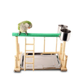 Parrot Play Perch Bird Parrot Play Training Stand Playground Wooden Perch Playpen Exercise PLaygym With Feeder Cup