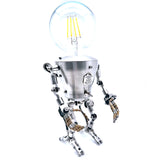 Manual Assembling Stainless Steel Steampunk Big Head Robot Lamp Home Bedroom Table Lamp Bar Atmosphere Lamp US Plug