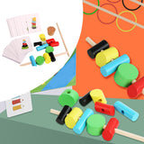 Kids Color Matching Logic Games Beaded Toys Wooden Cylinder Blocks Montessori Early Education Thinking Training Stacking Toy