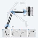 160cm Height Adjustable Floor Tablet Stand Foldable Arm Phone Holder Support for 4-13'' iPhone iPad pro 12.9 Lounger Bed Mount