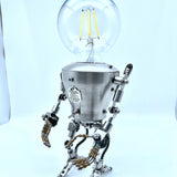 Manual Assembling Stainless Steel Steampunk Big Head Robot Lamp Home Bedroom Table Lamp Bar Atmosphere Lamp US Plug