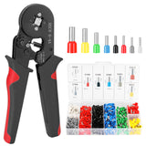 HSC8 6-4 0.25-10m㎡ AWG23-7 Ferrule Crimping Tool Kit High Hardness Crimper Plier with 1200pcs Wire Ferrules Crimp Ends Terminal