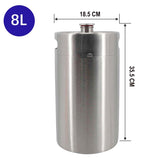 Mini Keg 8L Stainless Steel Screw Cap Single Wall Portable Ball Lock Spear Works Craft Beverage Kombucha Nitro Coffee Seltzer