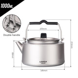 600ml / 1000ml Titanium Tea Pot Kettle Lightweight Camping Tea Kettle Coffee Pot for Home Kitchen and Outdoor Activities