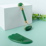 Hot style hot spot jade roller massage device green dongling horn scraping plate roller set jade scraping