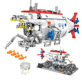 1288 City Technical Jiaolong Deep Sea Submarine Building Blocks Submersible Manned Missile Detector Bricks Toys For Children