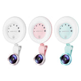 2022.Mini Cell Phone Lens with Beauty Selfie Ring Light Clip on Wide Angle Lens