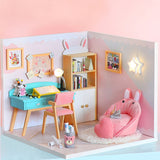CUTEBEE DIY Doll House Wooden Doll Houses Miniature Dollhouse Furniture Kit with LED Toys for Children Christmas Gift