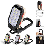 Strong Magnetic Work Light USB Rechargeable LED COB Portable Flashlight Adjustable Waterproof Camping with Power Display