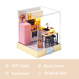 Diy Wooden Doll House Miniatures Kit Dollhouse Furniture Accessories Mini Doll House Casa Free Dust Cover Toys For Kids Gift