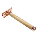 Classic Double-Sided Manual Razor Long Handle Safety Razors Olive Wood Shaver Set Waterproof No Rust