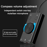 External USB Sound Card Stereo, Microphone Speaker Earphone Audio Jack Volume Adjustment Driver-Free Audio Converter