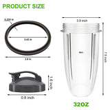 Replacement Cups 32 Oz with Lids for Original NutriBullet Blender Pro 900W 600W for Nutri Blade Replacement Parts