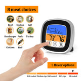 Barbecue Thermometer Color Screen Touch Food Meat Water Thermometer Kitchen Cooking Oven Stainless Steel Probe Timer Function