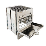 Outdoor Camping Stove Stainless Steel Cooking Equipment Portable Folding Wood Stove For Hiking Fishing BBQ With Grills