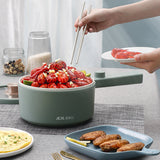 AJL-A1501 Electric Cooking Pot 220V Desktop Mini Hot Pot 1.5L Ceramic Glaze Non-Stick Multi Cooker 600W Stew Fry Boil Skillet