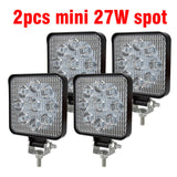 Mini 16LED 27W 48W LED Work Light Bar Square Spotlight 12V 24V Offroad LED Light Bar For Truck Offroad 4X4 4WD Car SUV ATV