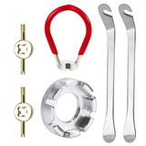 Dropship-6 Pcs Bike Spoke Wrench Kit, Bicycle Spoke Tool Bike Tyre Lever Valve Remover Forged Steel, Bike Wheel Spokes Key