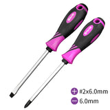 2pcs Screwdriver Magnetism S2 Slotted &amp; Phillips Screwdrivers Cross Tips Soft Handle Screw Driver Household Repair  Hand Tools