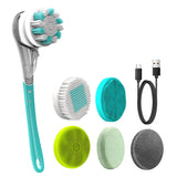 6 in 1 Electric Bath Brush Silicone Back Scrubber USB Rechargeable Rotating Shower Brush Spa Waterproof Body Cleaning Brush