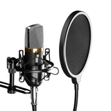 Microphone Pop Filter Dual Layered Wind Pop Screen Mic Shield Pop Filters With Flexible Metal Gooseneck Microphone Accessories