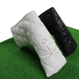 Skull Head Golf Putter Cover Waterproof PU Leather Golf Head Cover Magic Tape Bonding Blade Putter Golf Club Cover Golf Supplies