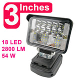 3/5/8 inch 18V LED Light For Makita BL1430 BL1830 Lithium Battery USB Outdoor Flashlight Outdoors Spotlight Lighting With USB