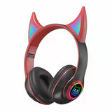 Flash Light Cute Ears Wireless Headphones Bass Noise Cancelling Adults Kids Girl Bluetooth Headsets Support TF Card With Mic