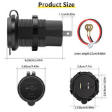 60W Car Dual USB Charger QC3.0/PD Quick Charge Waterproof with Voltmeter Switch for 12V/24V Motorcycle ATV Boat Marine RV
