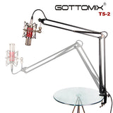 Gottomix TS-2 Microphone Desk Arm Deskmount Scissor Stand With Microphone Cable And Desk Mount Clamp, For Broadcast Studio