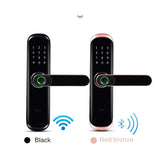 TUYA smart TT lock with one grip to open the door fingerprint password swipe card bluetooth wooden door electronic integrated