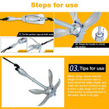 Stainless Steel Folding Anchor Fishing Accessories For Kayak Canoe Boat Marine Watercraft Aluminum Lightweight Watercraft Anchor