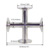 1.5"TC Cross Reduced 3/4"(19.05mm)OD 5/8"(15.88mm)ID Tubing Sanitary Stainless Steel 304 Homebrew Clover Fitting