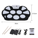 Portable Electronic Drum Pad Folding Drum Pad Kit Silicon Foldable with Drum Sticks Foot pedals USB cable DC 5V Record function