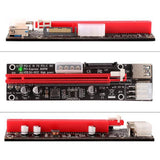 12PCS VER103C 3In1 Power PCI-E Riser Card LED 4Pin 6Pin Sata 15Pin Express 1X to 16X 60CM Extension Cable for Bitcoin