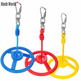 Outdoor Indoor Shaking Hands Climbing Sports Swing Ninja Wheel Set Accessories Children's Swing Ring Steering Wheel With Rope