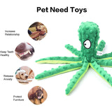 No Stuffing Plush Squeaky Plush Dog Toy Octopus Squid Dog Squeak Chew Toys Soft Sounding Indoor Interactive Ringing Paper Puppy