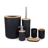 6 Pcs Bamboo Bathroom Accessories Set Toothbrush Holder Soap Dish Dispenser Toilet Brush Container Trash Can Bath Decoration