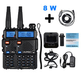 2pcs Real 8W Baofeng UV-5R Walkie Talkie UV 5R High Power Amateur Ham CB Radio Station UV5R Dual Band Transceiver 10KM Intercom