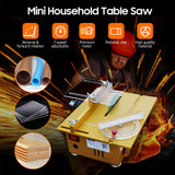100W Table Saw with Miter Gauge Electric Desktop Saw 7500RPM Adjustable Speed 27MM Cutting Depth with Multiple Accessories